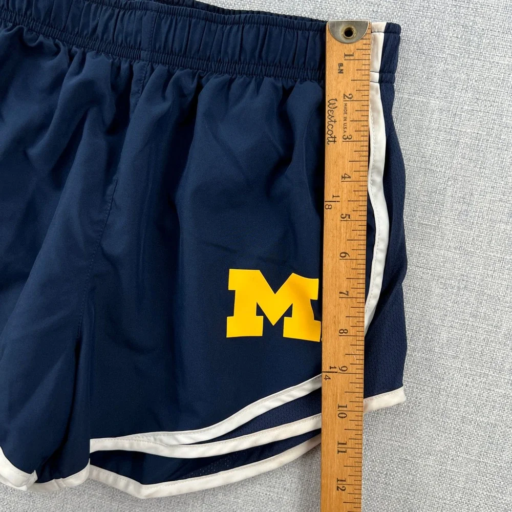 Nike Michigan Wolverines Tempo Dri-FIT Running Shorts Womens Small Blue Lined